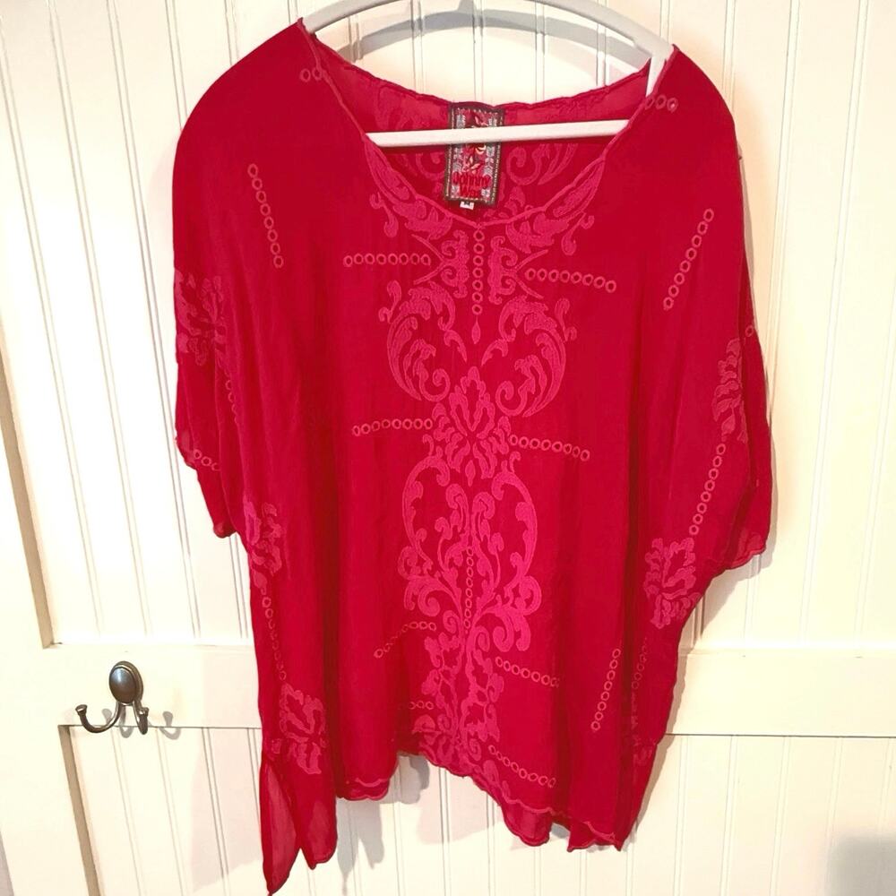 Johnny Was Hot Pink Embroidered Tunic